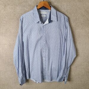 Nick Graham Shirt Mens XL 34-35 Blue Paisley Modern Fit Long Sleeve Button Down